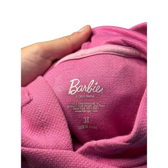 Barbie Girls Pink Embossed Full-Zip Hoodie | All-Over Logo Design, 3T, 11"x13" - Picture 5 of 7